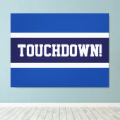 TOUCHDOWN Leuk Navy Bold Blauw Wit Grijze Strepen Canvas Afdruk (Insitu (Houten vloer))