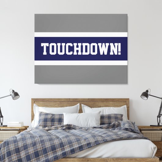 TOUCHDOWN Leuk Vet Navy Blauw Wit Grijs Stripes Canvas Afdruk (Insitu (Slaapkamer))