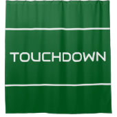 TOUCHDOWN Modern White Text Stripes On Deep Green Douchegordijn (Voorkant)