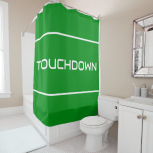 TOUCHDOWN Moderne witte tekststrepen op grasgroen Douchegordijn