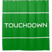 TOUCHDOWN Moderne witte tekststrepen op grasgroen Douchegordijn (Voorkant)