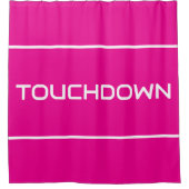 TOUCHDOWN Moderne witte tekststrepen op helder roz Douchegordijn (Voorkant)
