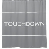 TOUCHDOWN Moderne witte tekststrepen op lichtgrijs Douchegordijn (Voorkant)