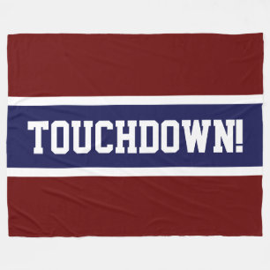 TOUCHDOWN Navy Blauw Vetgedrukte Rode Witte Strepe Fleece Deken