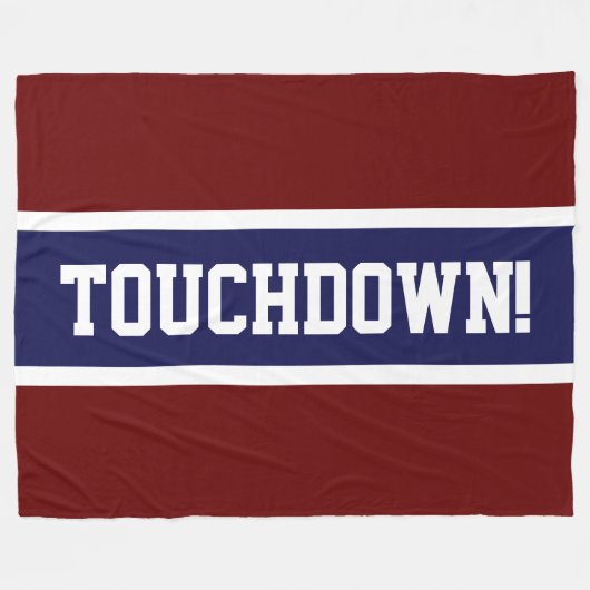 TOUCHDOWN Navy Blauw Vetgedrukte Rode Witte Strepe Fleece Deken (Voorkant (Horizontaal))