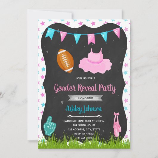 Touchdown of tutu gender onthullen uitnodiging (Voorkant)