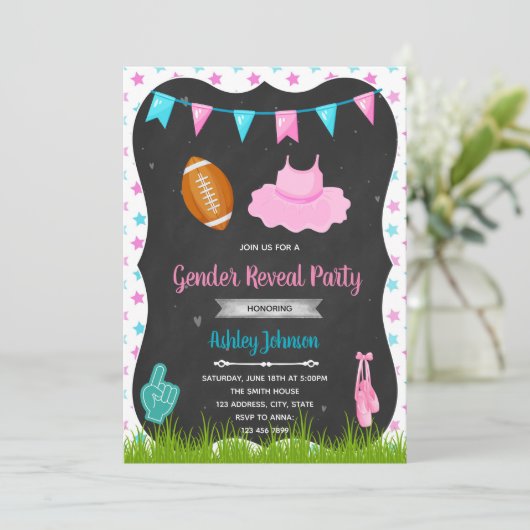 Touchdown of tutu gender onthullen uitnodiging (Staand voorkant)