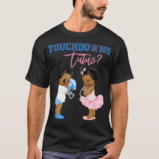 Touchdown of Tutus Gender onthullen Baby shower T-shirt (Voorkant)