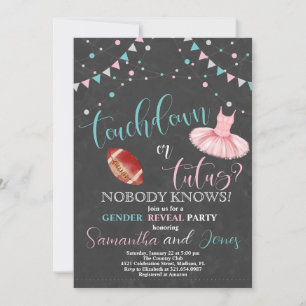 Touchdown of Tutus Gender Reveal Party Kaart