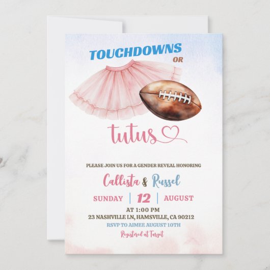 Touchdown of Tutus Genderonthulling Kaart (Voorkant)