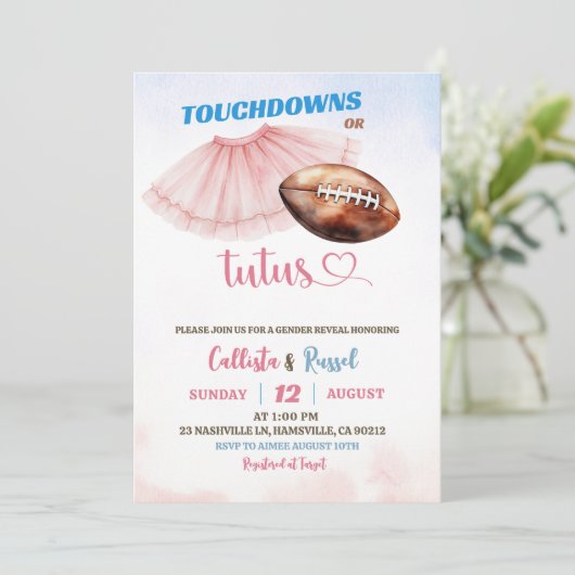 Touchdown of Tutus Genderonthulling Kaart (Staand voorkant)
