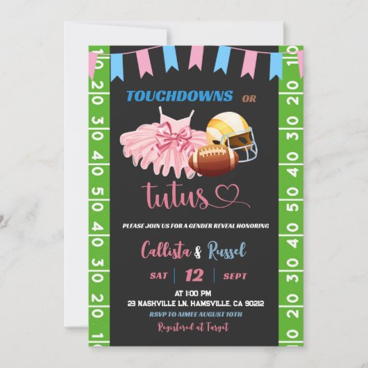 Touchdown of Tutus Genderonthulling Kaart (Voorkant)