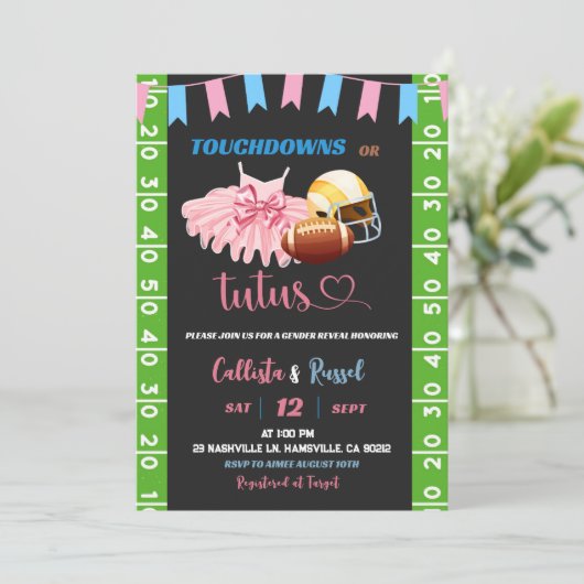 Touchdown of Tutus Genderonthulling Kaart (Staand voorkant)