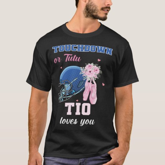 Touchdown Or Tutu Tio Loves You Gender Reveal Boy  T-shirt (Voorkant)