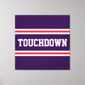TOUCHDOWN Paars Rode Witte Tekst Racing Strepen Canvas Afdruk (Voorkant)