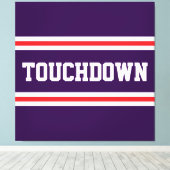 TOUCHDOWN Paars Rode Witte Tekst Racing Strepen Canvas Afdruk (Insitu (Houten vloer))