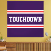 TOUCHDOWN Paars Rode Witte Tekst Racing Strepen Canvas Afdruk (Insitu (Woonkamer))