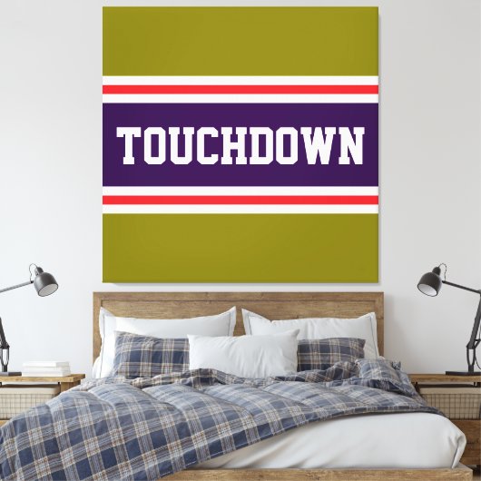 TOUCHDOWN Paars Rood Wit Olijfgroene Racing Strepe Canvas Afdruk (Insitu (Slaapkamer))