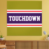 TOUCHDOWN Paars Rood Wit Olijfgroene Racing Strepe Canvas Afdruk (Insitu (Woonkamer))