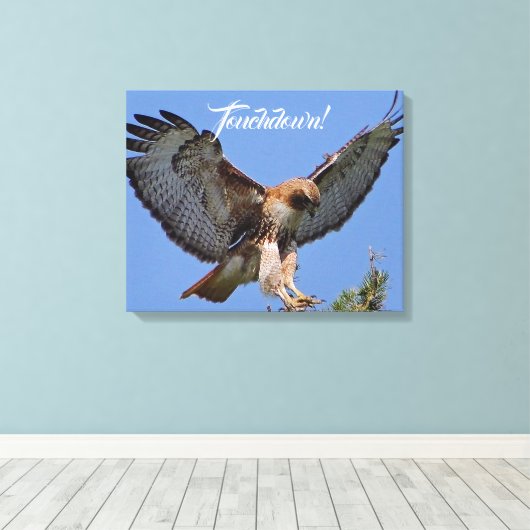 Touchdown Red Tailed HawK Canvas Afdruk (Insitu (Houten vloer))