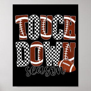Touchdown Seizoen Wedstrijd Dag Geruite Voetbal Mo Poster