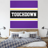 TOUCHDOWN Sportieve Paarse Zwarte Footballs Strepe Canvas Afdruk (Insitu (Slaapkamer))