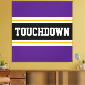 TOUCHDOWN Sportieve Paarse Zwarte Footballs Strepe Canvas Afdruk (Insitu (Woonkamer))