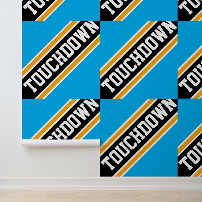 TOUCHDOWN Tiled Azure Blue Black Racing Stripes Behang (Applicatie)
