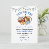 Touchdown Tiny Toes Football Couples Baby shower Kaart (Staand voorkant)