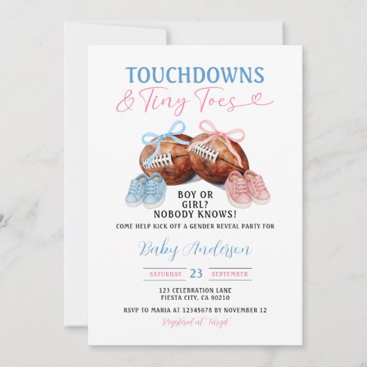 Touchdown & Tiny Toes Football Milk Gender Reveal Kaart (Voorkant)