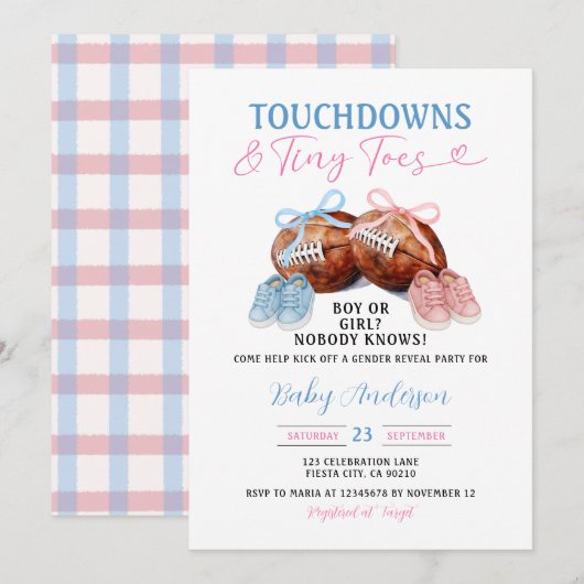 Touchdown & Tiny Toes Football Milk Gender Reveal Kaart (Voorkant / Achterkant)
