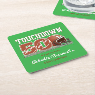 Touchdown Vijftig Grappige Voetbal 50e Verjaardag Kartonnen Onderzetters