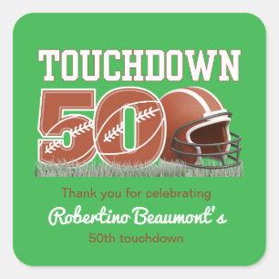 Touchdown Vijftig Grappige Voetbal 50ste Verjaarda Vierkante Sticker