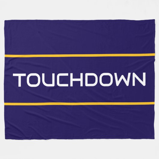 TOUCHDOWN Witte tekst Goud Oranje Marine Strepen Fleece Deken (Voorkant (Horizontaal))