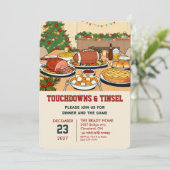 Touchdowns and Tinsel Dinner Invitation Kaart (Staand voorkant)