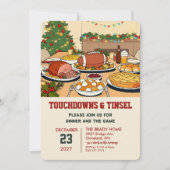 Touchdowns and Tinsel Dinner Invitation Kaart (Voorkant)