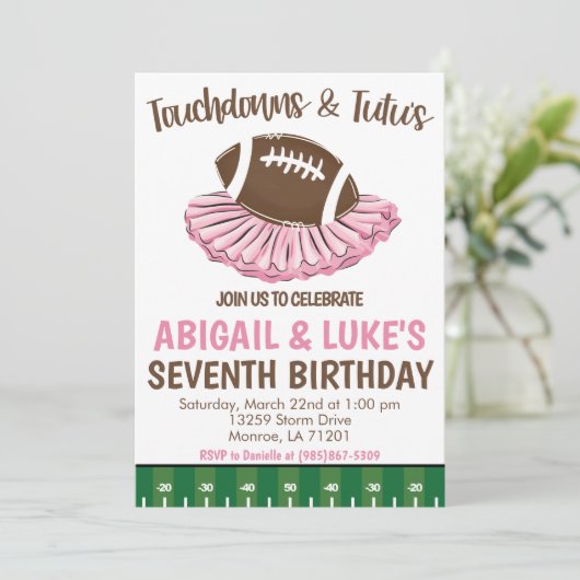 Touchdown's and Tutu's Birthday Kaart (Staand voorkant)