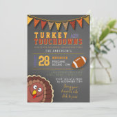 Touchdowns en kalkoen Thanksgiving Game Day-uitnod Kaart (Staand voorkant)