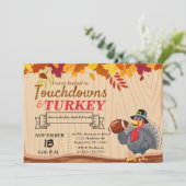 Touchdowns en kalkoen Thanksgiving uitnodiging (Staand voorkant)