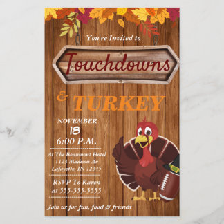 Touchdowns en kalkoen Thanksgiving uitnodiging Flyer