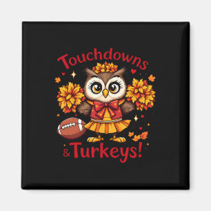 Touchdowns En Kalkoenen Herfst Uil Voetbal Magneet