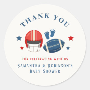 Touchdowns en kleine tenen, Football baby shower Ronde Sticker