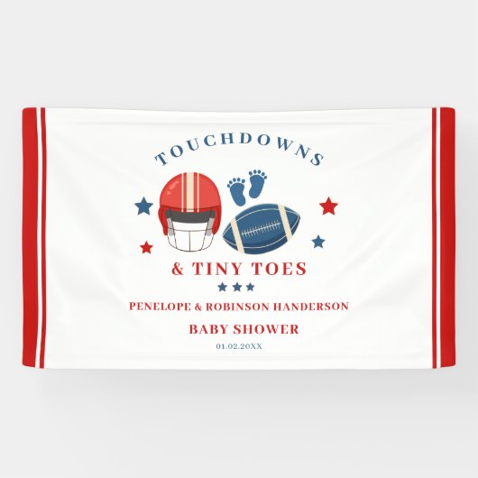 Touchdowns en kleine tenen, Football baby shower Spandoek (Horizontaal)