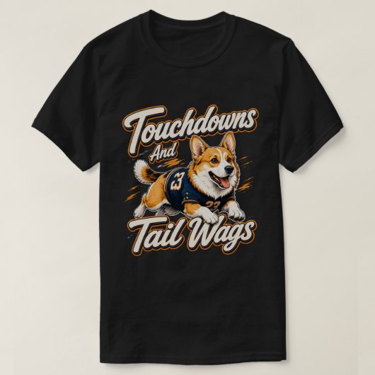 Touchdowns en kwispelende staarten Corgi-voetbal k T-shirt (Design voorkant)