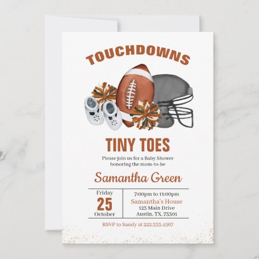 Touchdowns en Tiny Toes Baby shower Kaart (Voorkant)
