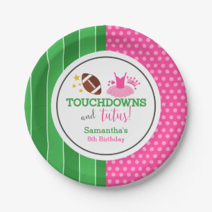 Touchdowns en Tutus Birthday Party Papieren Bordje