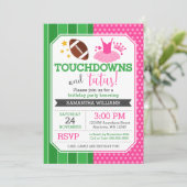 Touchdowns en Tutus Verjaardagsuitnodigingen Kaart (Staand voorkant)