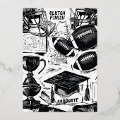 Touchdowns naar Strikken Voetbal Afstudeerfeest Folie Uitnodiging (Achterkant)