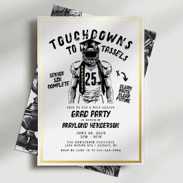 Touchdowns naar Strikken Voetbal Afstudeerfeest Folie Uitnodiging