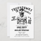 Touchdowns naar Strikken Voetbal Afstudeerfeest Kaart (Voorkant)